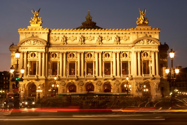 Exterior Of Paris Opera House At Night